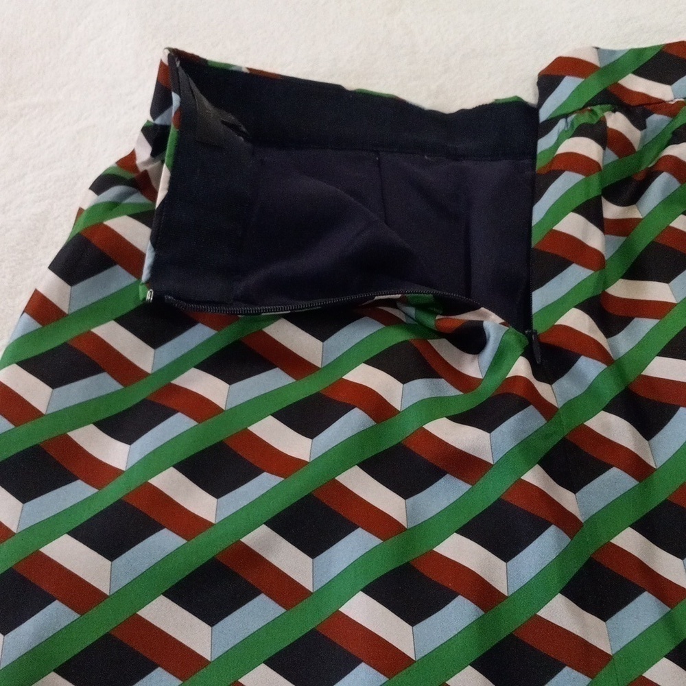 J. Crew Ratti Retro Silk Geometric Skirt in Simpatico Diamond Lattice NWT - Picture 14 of 16